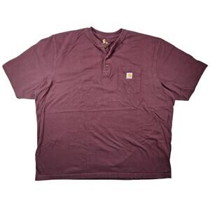 Carhartt Workwear Men's 3XL Henley T-Shirt Maroon Red Original Fit Short Sleeve